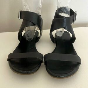 Franco Sarto Leather Ankle Wrap Sandals